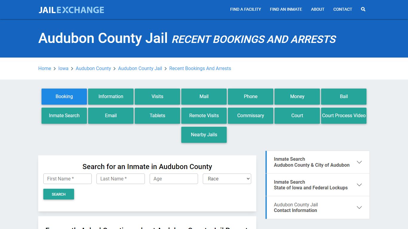 Audubon County Jail Recent Bookings And Arrests - Jail Exchange