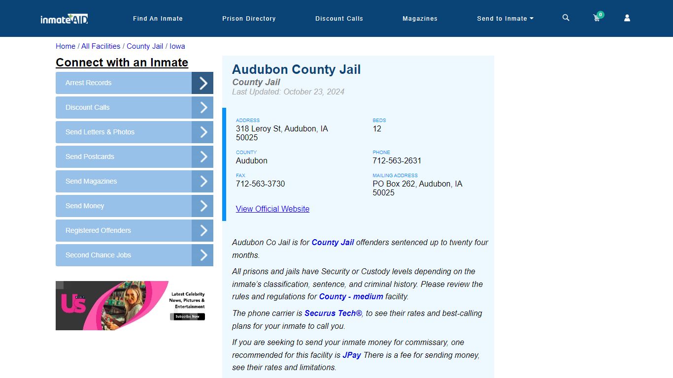 Audubon County Jail - Inmate Locator